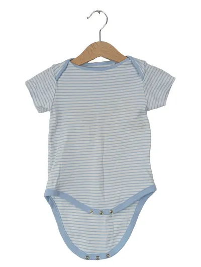 Next Baby Body Kurzarm Gestreift Blau Weiß Gr. 98 Strampler