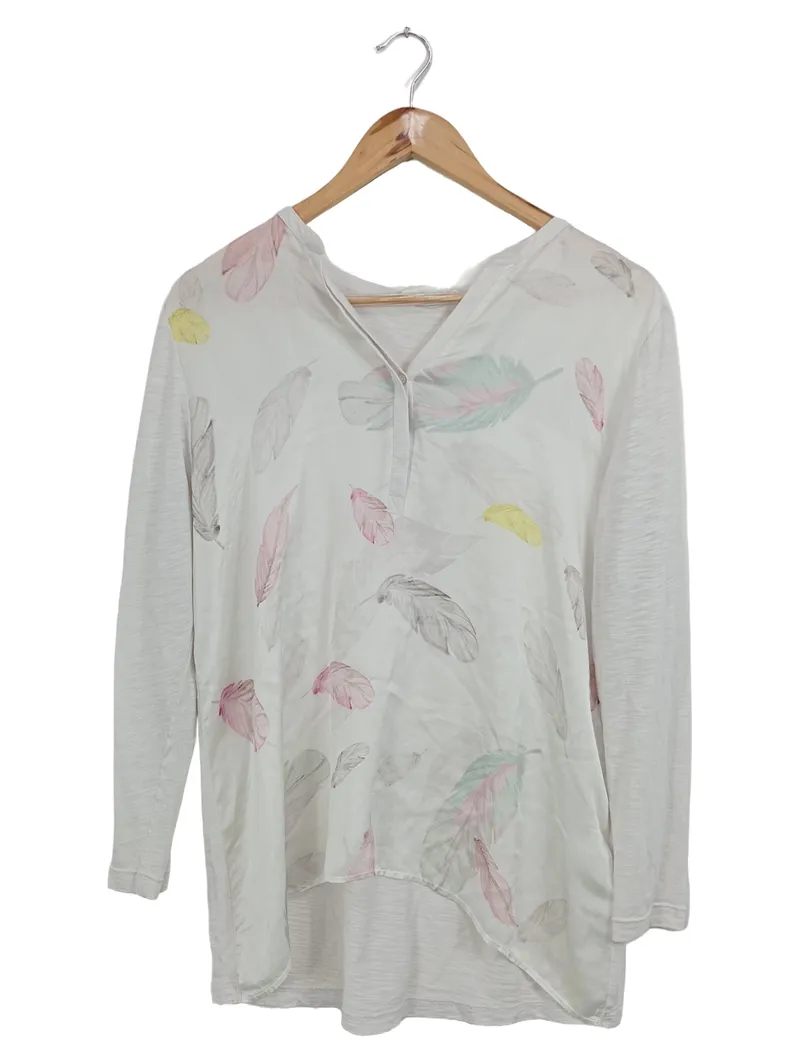 Barbara Becker Damen Bluse Gr. 40/L Feder Muster Casual Mehrfarbig 1