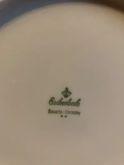 Eschenbach Bavaria Essteller Porzellan Weiß Gold Rot Elegant 20 cm