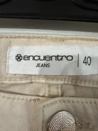 Encuentro Damen Stoffhose Beige Gr. 40 L24 Spitze Häkelei Strass 3