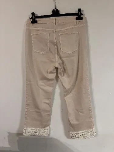 Encuentro Damen Stoffhose Beige Gr. 40 L24 Spitze Häkelei Strass 4
