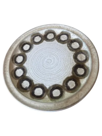 CERAMANO Platzteller Vintage Keramik Punkte Beige 19,5 cm