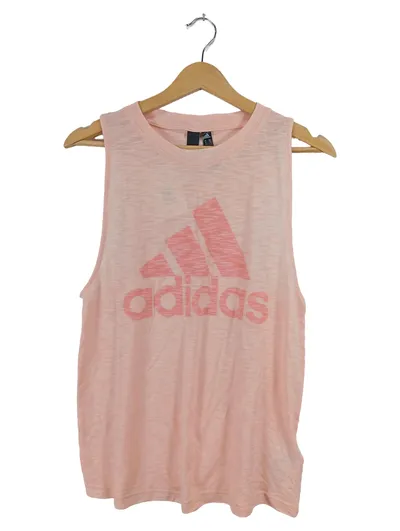 Adidas Damen Tank Top Sportshirt Rosa Logo-Print Gr. XS