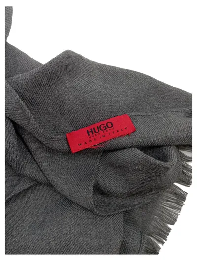 Hugo Boss Herren Schal Grau Meliert Klassisch Fransen 190x60 cm