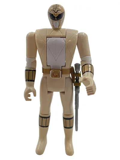 Bandai Power Rangers White Ranger Actionfigur Retro Beige 13cm mit Schwert