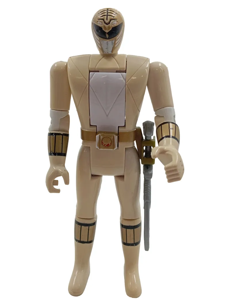 Bandai Power Rangers White Ranger Actionfigur Retro Beige 13cm mit Schwert 1