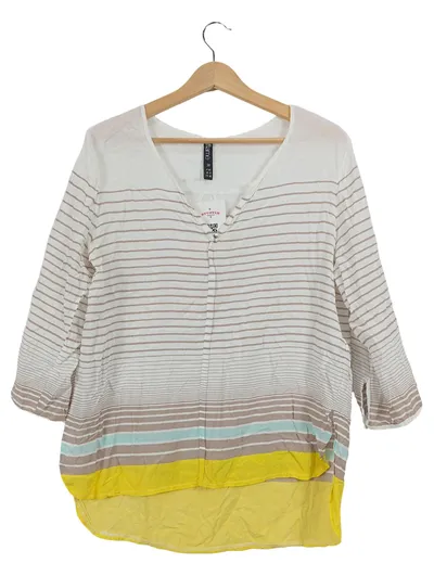 Flame Damen Bluse gestreift Mehrfarbig Gr. 38 Casual Shirt