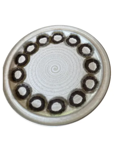 Ceramano Platzteller Vintage Geometrisch Beige Keramik 19,5cm
