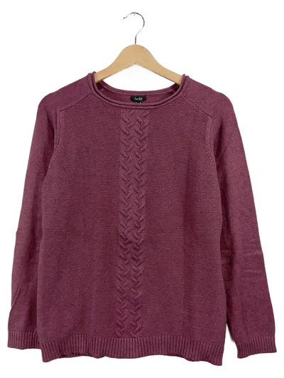IWIE Damen Pullover Lila Gr. 38 M Zopfmuster Langarm Casual