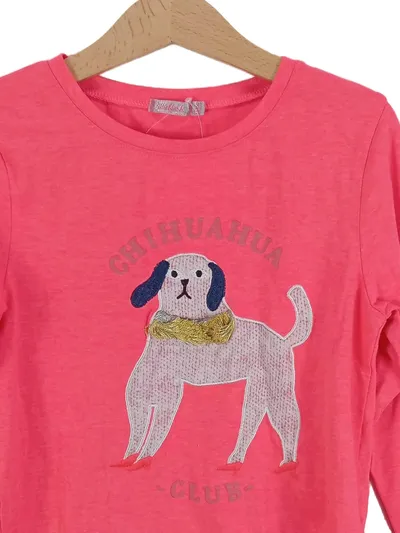 Billieblush Mädchen Langarmshirt Gr. 128 Pink Chihuahua Motiv
