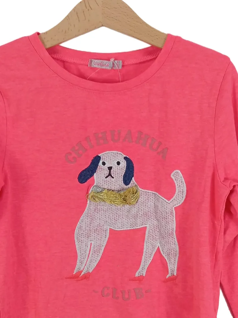 Billieblush Mädchen Langarmshirt Gr. 128 Pink Chihuahua Motiv 2