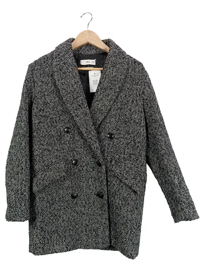 MANGO Damen Klassischer Mantel Fischgrätenmuster Mehrfarbig Gr. 34/XS