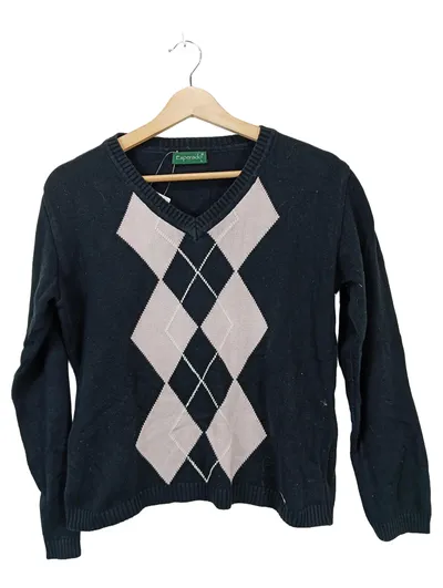 Esperado Herren Pullover Argyle Schwarz Gr. 50/L
