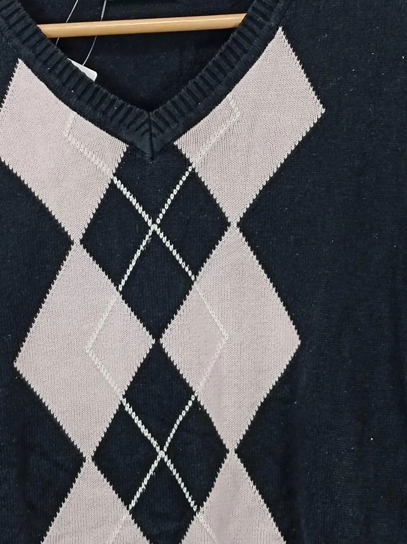 Esperado Herren Pullover Argyle Schwarz Gr. 50/L 6