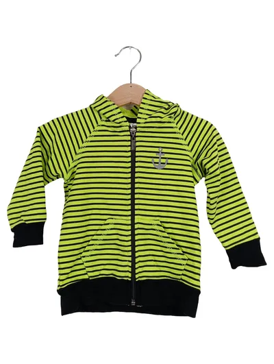 Apex Kinder Sweatjacke Gr. 86 Gelb Schwarz Gestreift Kapuze Reißverschluss Anker