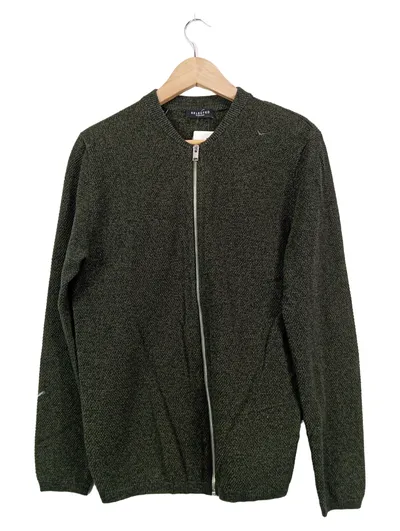 SELECTED HOMME Strickjacke Herren Gr. 48/M Grün Strukturmuster Reißverschluss