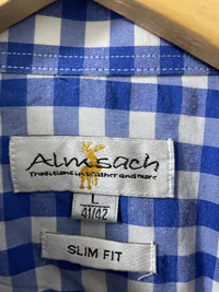 Almsach Trachtenhemd Herren 40 kariert Slim Fit Blau Traditionell 4