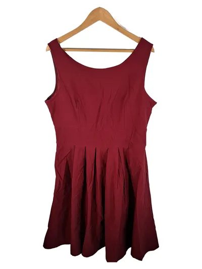 Miusol Damen A-Linien Kleid Rot Festlich Ärmellos Gr. 44 XXL