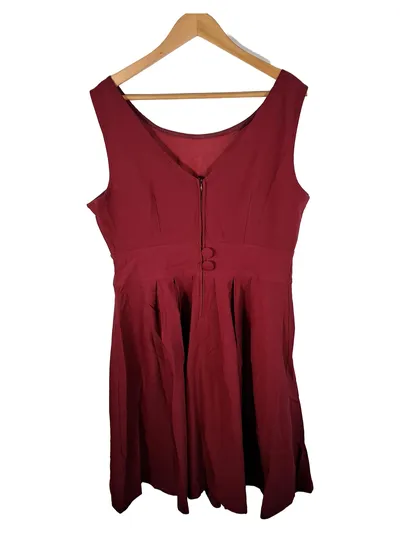 Miusol Damen A-Linien Kleid Rot Festlich Ärmellos Gr. 44 XXL