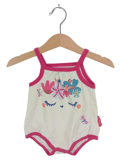 PETIT BEGUIN Baby Body Mädchen Gr. 68 Weiß Floral Grafisch Trägerbody
