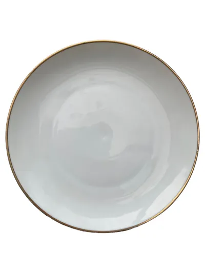 Bavaria Kuchenteller Porzellan Weiß Uni 20 cm Festlich Metallic-Look