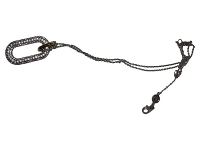 TI SENTO Milano Damen Halskette Silber Strass Karabiner Anhänger Modern