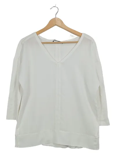 Luisa Cerano Bluse Damen Gr. 40 Weiß V-Ausschnitt Elegant