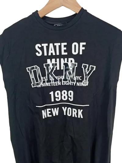 DKNY Damen T-Shirt State of Mind New York 1989 Gr. 36 Schwarz Casual
