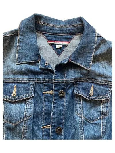 Tommy Hilfiger Damen Jeansjacke Gr. M Blau Denim Klassisch Baumwolle
