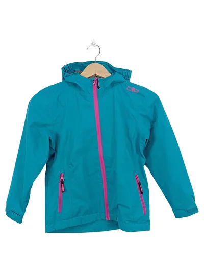 CMP Mädchen Regenjacke Türkis Gr. 128 Outdoor Kapuze Reißverschluss