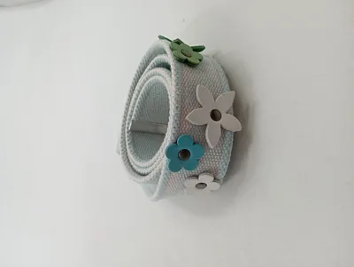Marc Cain Sports Damen Gürtel Blau Gestreift Blumen Applikationen 107cm