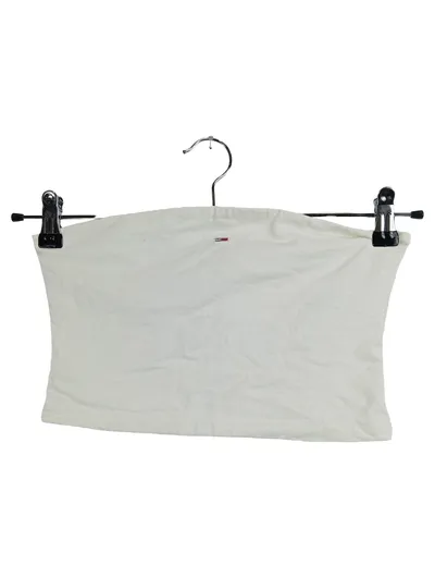 Tommy Jeans Damen Bandeau Top Weiß Gr. S Basic Baumwolle