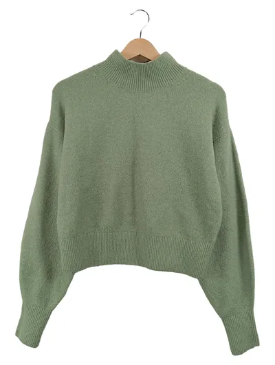 & Other Stories Damen Pullover Stehkragen Grün Gr. 34 XS Casual