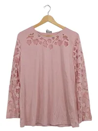 Fair Lady Damen Langarmshirt Rosa Blumen Cut-Outs Gr. 44 XXL 1
