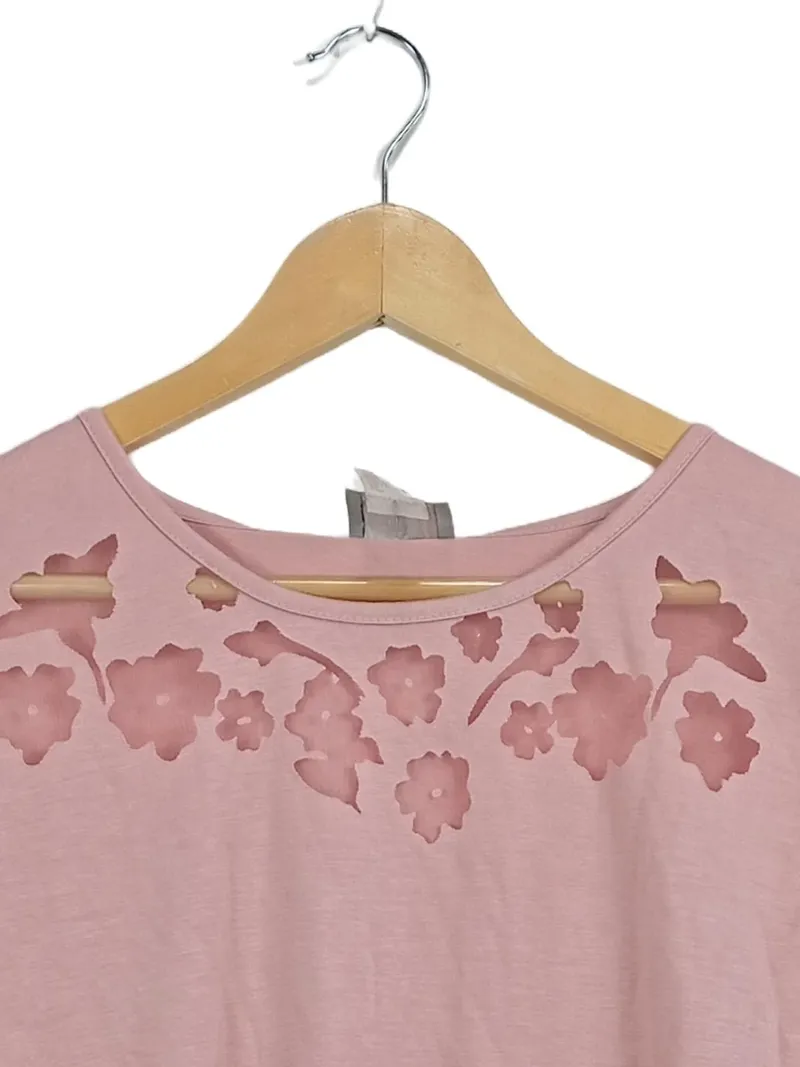 Fair Lady Damen Langarmshirt Rosa Blumen Cut-Outs Gr. 44 XXL 2