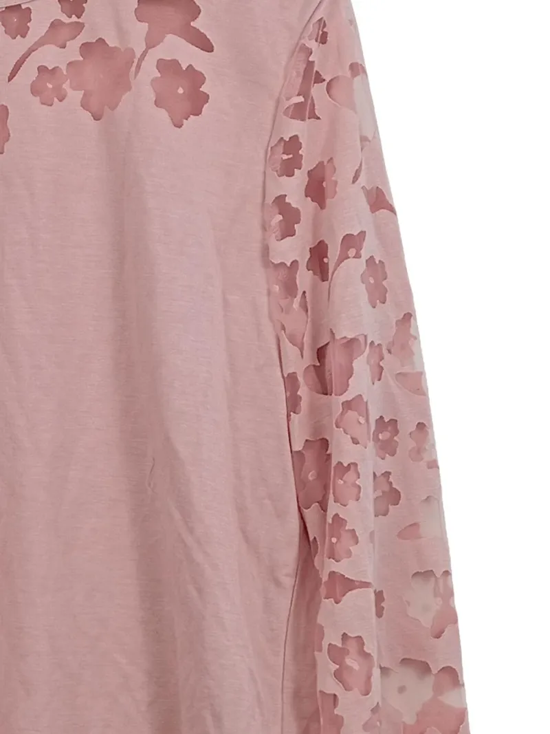 Fair Lady Damen Langarmshirt Rosa Blumen Cut-Outs Gr. 44 XXL 3