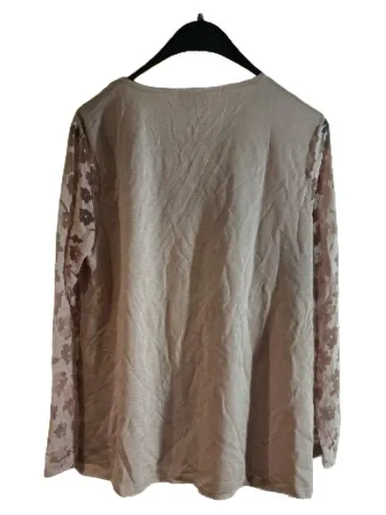 Fair Lady Damen Langarmshirt Rosa Blumen Cut-Outs Gr. 44 XXL 5