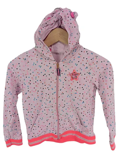 STACCATO Kinder Sweatjacke Pink Punkte Sterne Kapuze Gr. 128/134