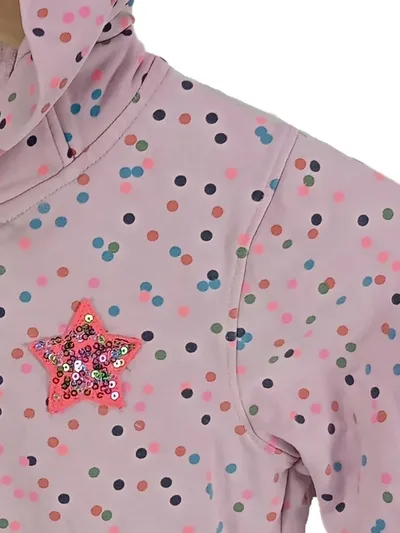 STACCATO Kinder Sweatjacke Pink Punkte Sterne Kapuze Gr. 128/134