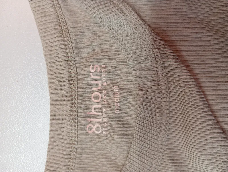 81hours Basic Top Rippstrick Ärmellos Damen Baumwolle Beige Gr. 38 M 3
