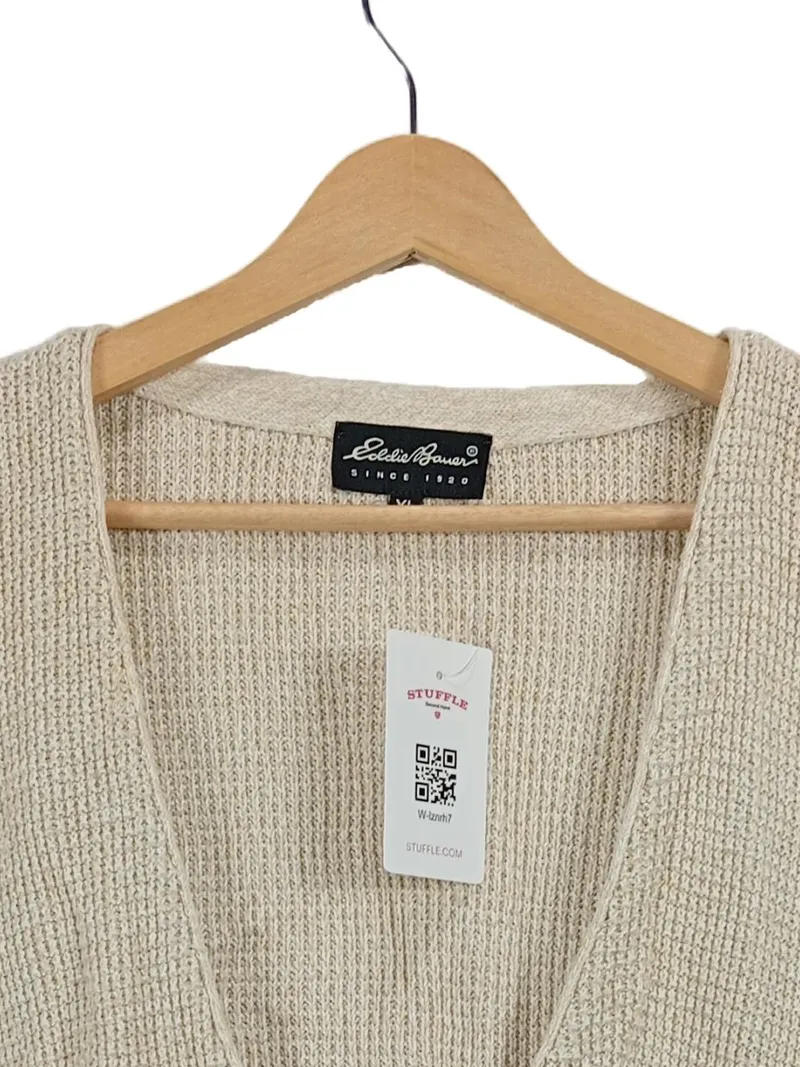 Eddie Bauer Damen Pullunder Strickweste Beige Gr. 42/XL Casual Baumwolle 5