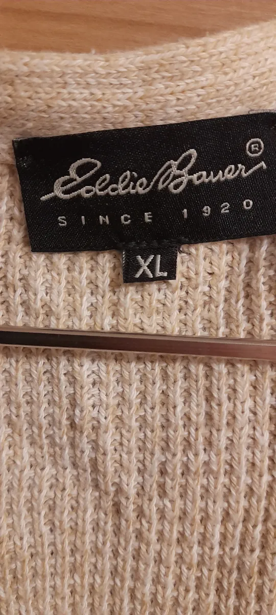 Eddie Bauer Damen Pullunder Strickweste Beige Gr. 42/XL Casual Baumwolle 6