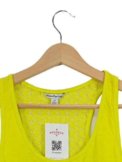 American Eagle Outfitters Damen Tanktop Gr. 36/S Gelb Casual Lochmuster