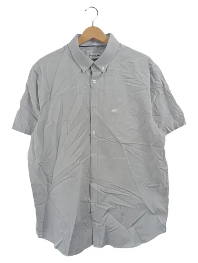 Lacoste Freizeithemd Kurzarm Kariert Blau Herren Gr. 44 Baumwolle