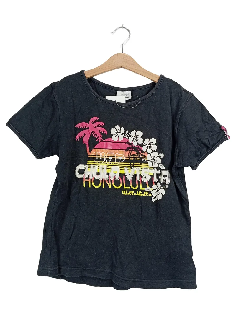 CRASH ONE T-Shirt Mädchen Gr. 158/164 Schwarz Honolulu Hawaii Print 1