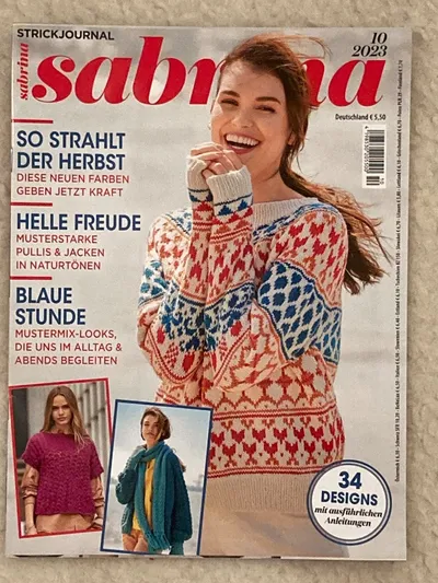 Sabrina Strickjournal 10, 2023 Zeitschrift Stricken Muster Pullis Jacken Herbst