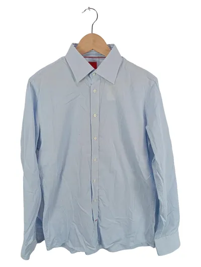PURE Herren Business Hemd Blau Gr. 48/M Langarm Kariert Slim Fit