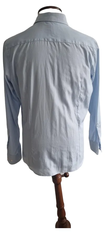 PURE Herren Business Hemd Blau Gr. 48/M Langarm Kariert Slim Fit