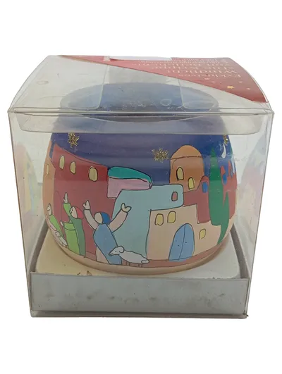 St. Benno Verlag Windlicht Keramik Weihnachten Sterne Glitzer bauchig 7.5cm