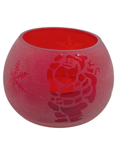 Tchibo Windlicht Porzellan Rot Weihnachtsmann Schneeflocken Weihnachten